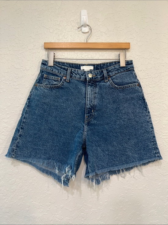 H&M Pants - H&M High Waisted Denim Shorts Raw Hem Distressed Medium Wash Size 8